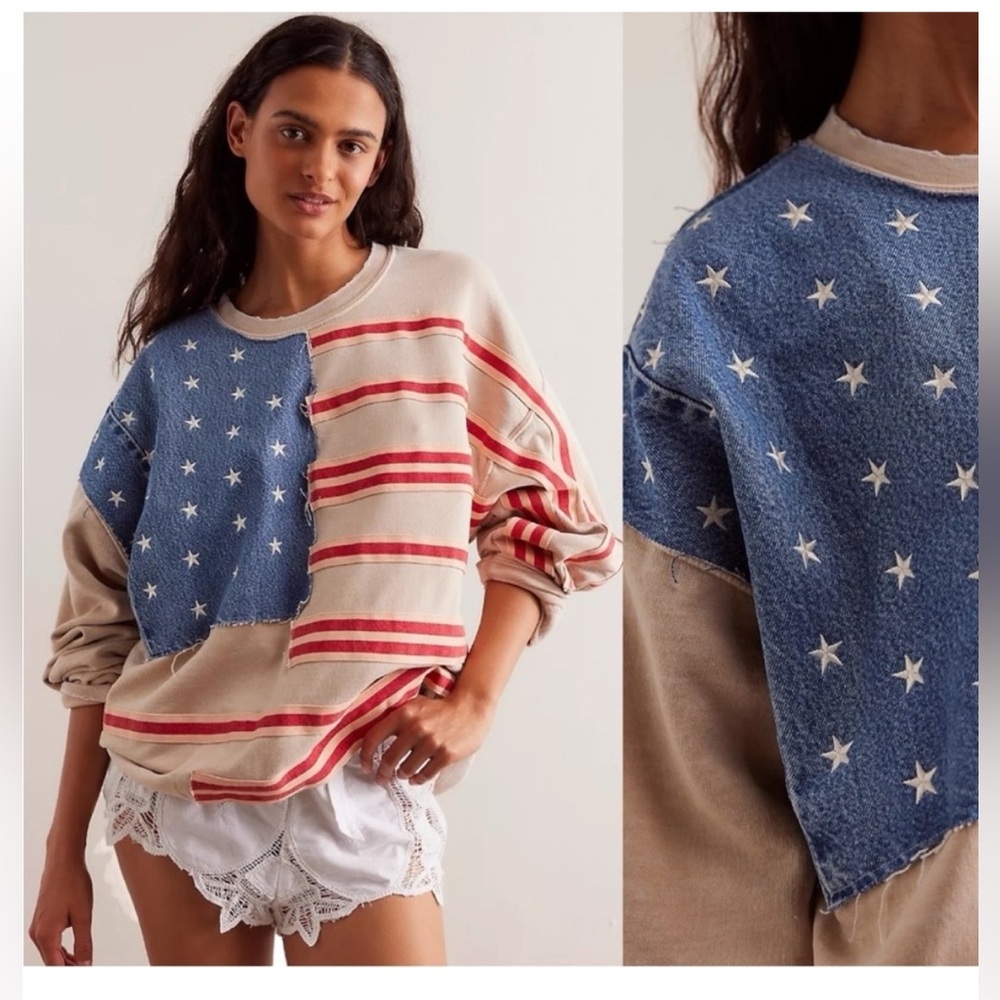 Free People X Tricia Fix American Flag Sweater